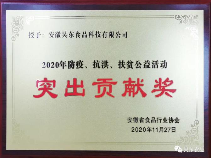 昊東食品榮獲肉松行業(yè)“防疫、抗洪、扶貧”突出貢獻(xiàn)獎(jiǎng)!