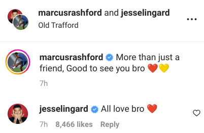 Marcus Rashford và Jesse Lingard trên instagram