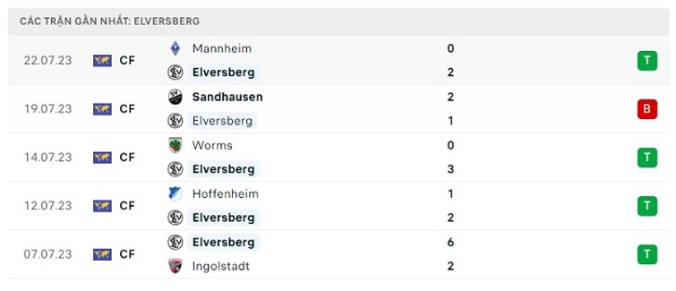 Phong độ thi đấu gần đây của SV Elversberg